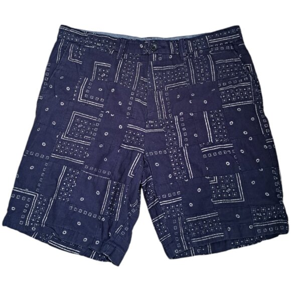 Tommy Hilfiger Men's Patchwork Casual Printed Travel Shorts Blue Sz 36 - Picture 3 of 7